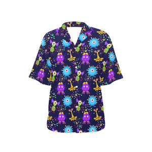 Alien Pattern Print Design 01 Women's All Over Print Hawaiian Shirt