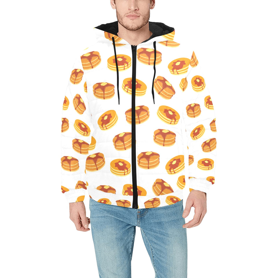 Pancake Pattern Print Design 04 Men's Padded Hooded Jacket(ModelH42)