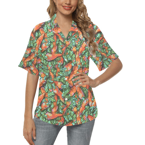 Carrot Pattern Print Design 04 Women's All Over Print Hawaiian Shirt