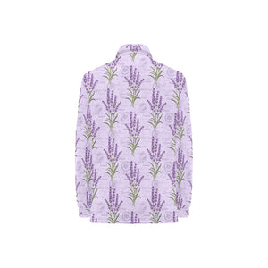 Lavender Pattern Background Women's Long Sleeve Polo Shirt