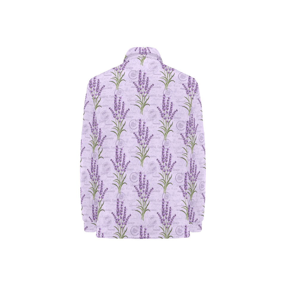 Lavender Pattern Background Women's Long Sleeve Polo Shirt