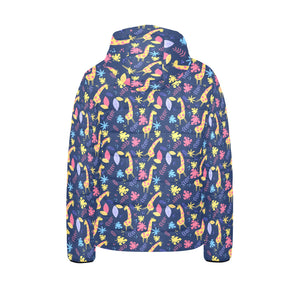 Giraffe Pattern Print Design 04 Kids' Boys' Girls' Padded Hooded Jacket