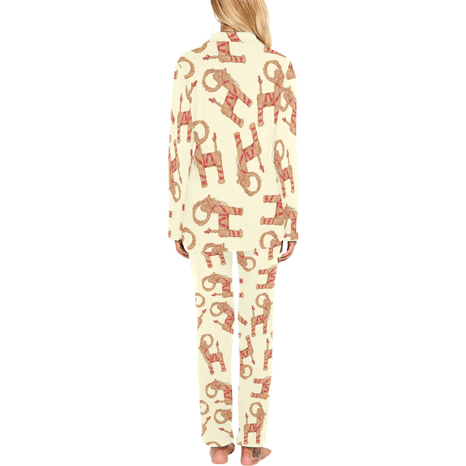 Yule Goat or Christmas goat Pattern Women's Long Pajama Set