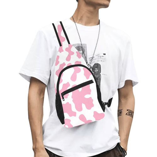 Pink Cow Skin Pattern All Over Print Chest Bag