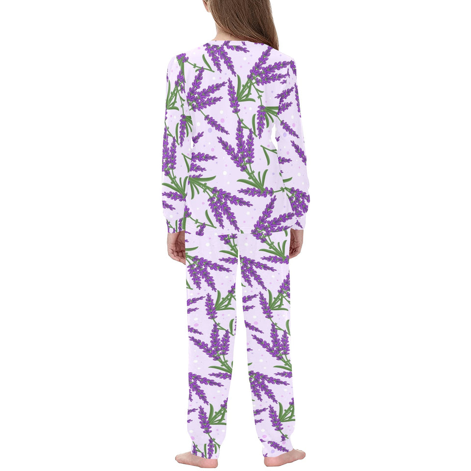 Lavender Pattern Kids' Boys' Girls' All Over Print Pajama Set