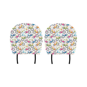 Bicycle Pattern Print Design 02 Car Headrest Cover