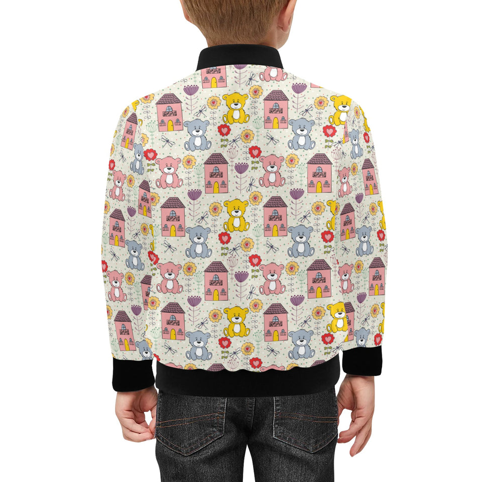 Teddy Bear Pattern Print Design 04 Kids' Boys' Girls' Bomber Jacket