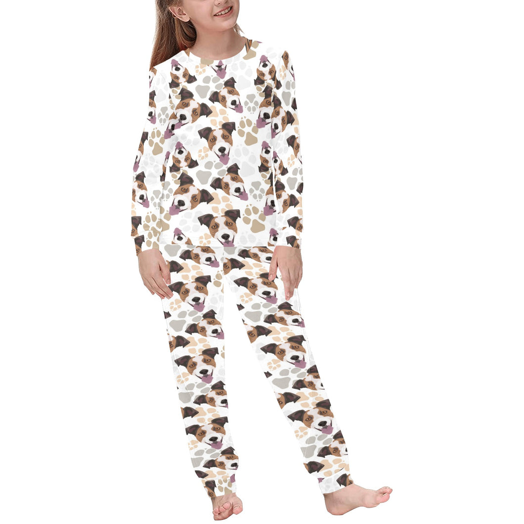 Jack Russel Pattern Print Design 05 Kids' Boys' Girls' All Over Print Pajama Set