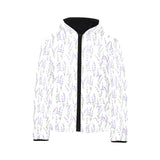 Eiffel Tower Lavender Pattern Print Design 01 Kids' Boys' Girls' Padded Hooded Jacket