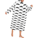 Mustache Beard Pattern Print Design 05 Blanket Robe with Sleeves