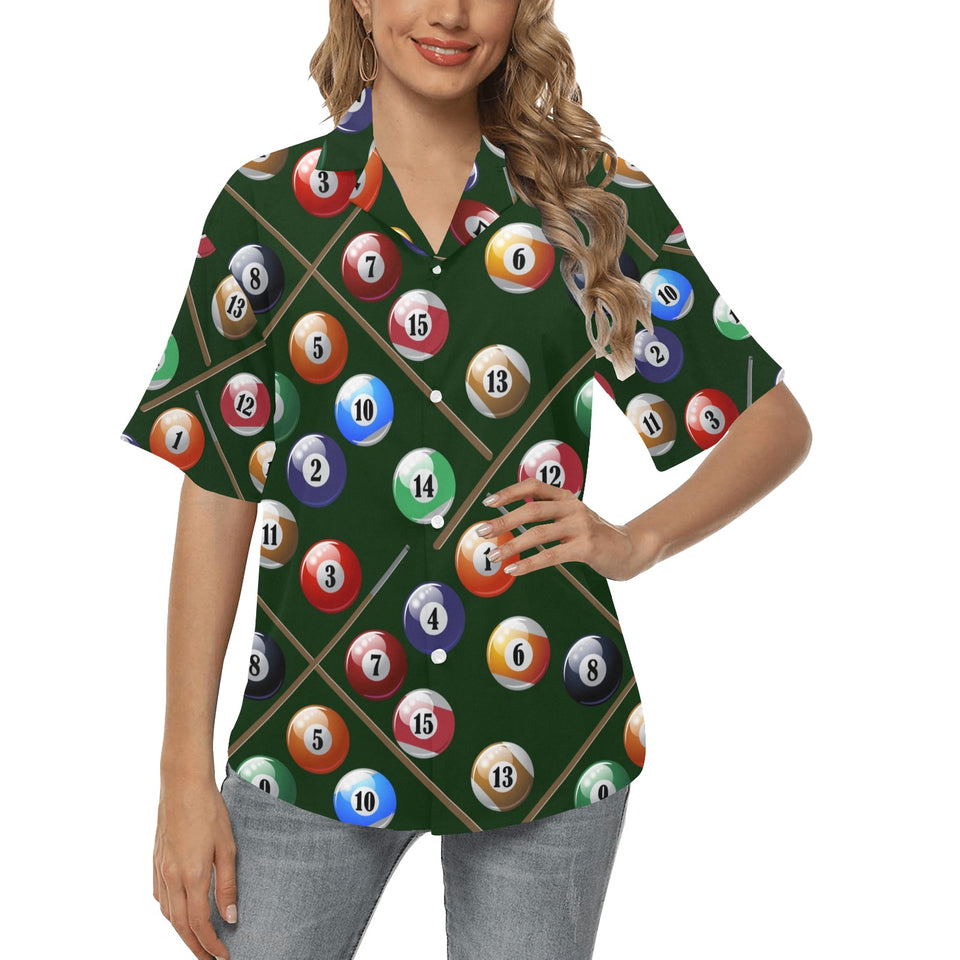 Billiard Ball Pattern Print Design 03 Women's All Over Print Hawaiian Shirt