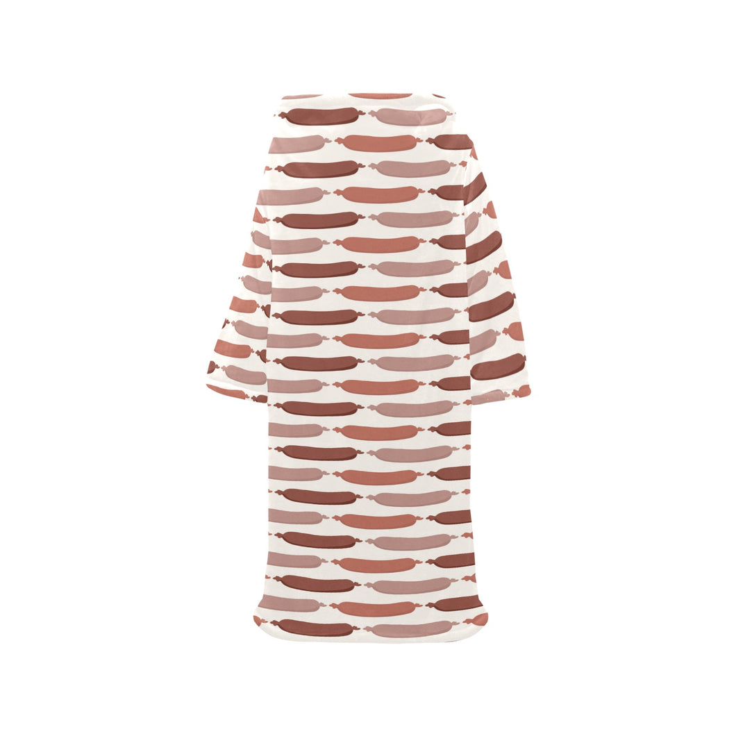 Sausage Pattern Print Design 02 Blanket Robe with Sleeves