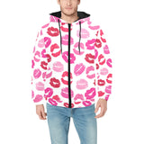 Lips Pattern Print Design 05 Men's Padded Hooded Jacket(ModelH42)