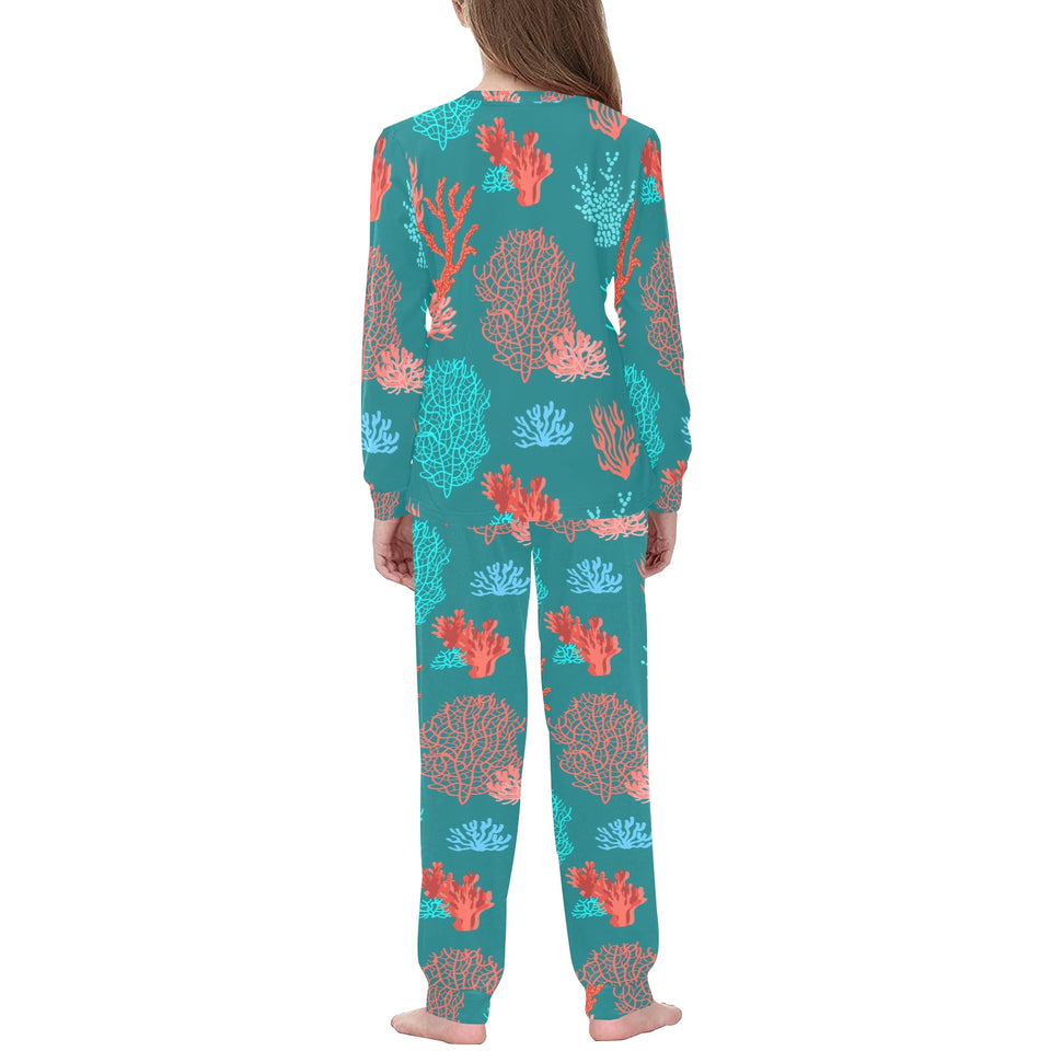 Coral Reef Pattern Print Design 04 Kids' Boys' Girls' All Over Print Pajama Set