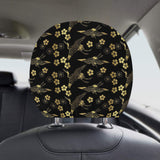 Gold Japanese Theme Pattern Car Headrest Cover