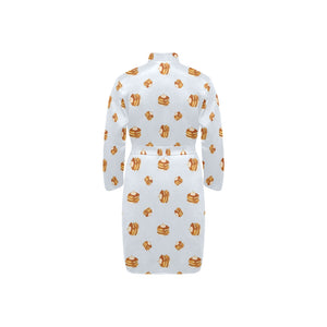 Pancake Pattern Print Design 03 Men's Long Sleeve Belted Night Robe