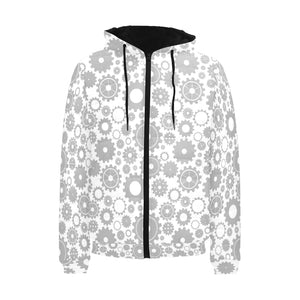 Gear Pattern Print Design 03 Men's Padded Hooded Jacket(ModelH42)