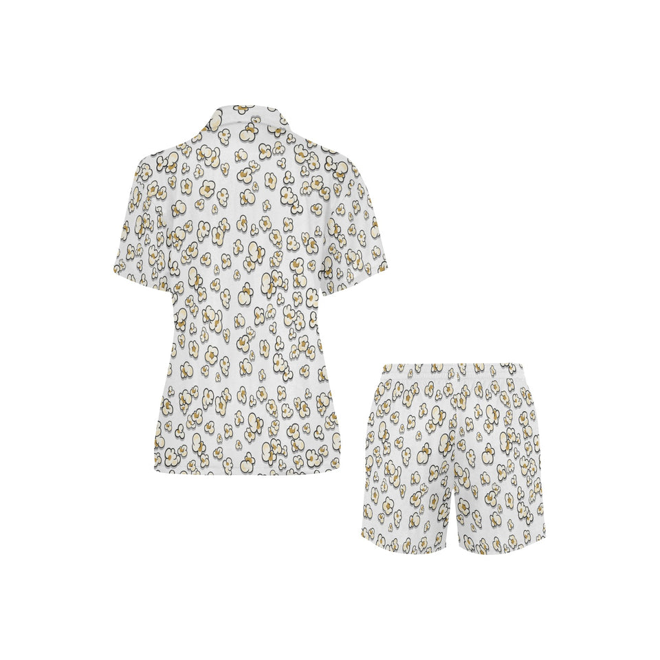 Popcorn Pattern Print Design 04 Women's V-Neck Short Pajama Set