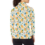 Lion Pattern Print Design 02 Women's Long Sleeve Polo Shirt