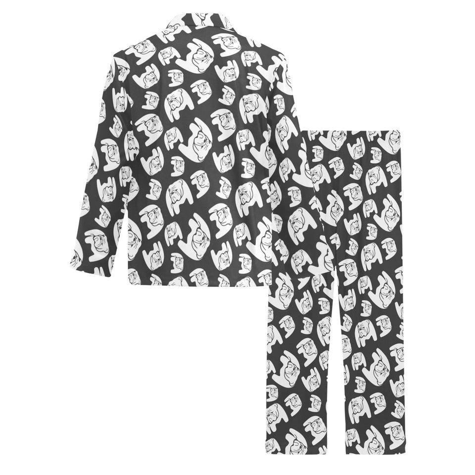 English Bulldog Pattern Print Design 02 Men's Long Pajama Set