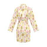 Tea pots Pattern Print Design 02 Women's Long Sleeve Belted Night Robe