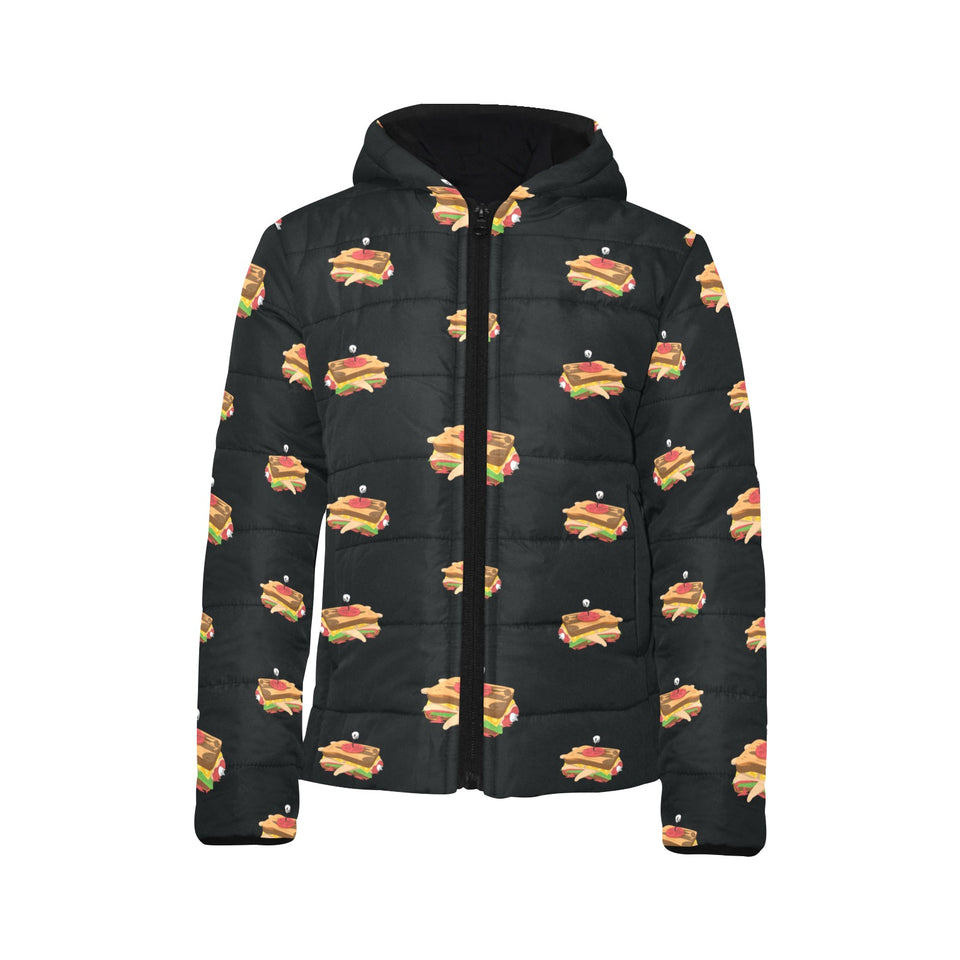 Sandwich Pattern Print Design 03 Kids' Boys' Girls' Padded Hooded Jacket