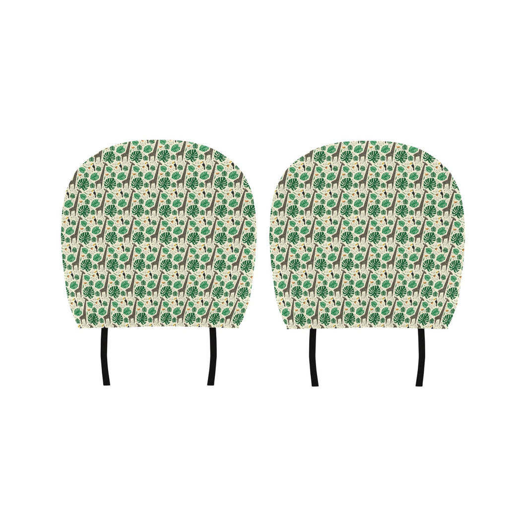 Giraffe Pattern Print Design 02 Car Headrest Cover