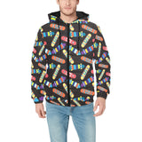 Skate Board Pattern Print Design 02 Men's Padded Hooded Jacket(ModelH42)