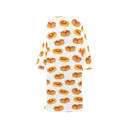 Pancake Pattern Print Design 04 Blanket Robe with Sleeves