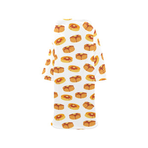 Pancake Pattern Print Design 04 Blanket Robe with Sleeves