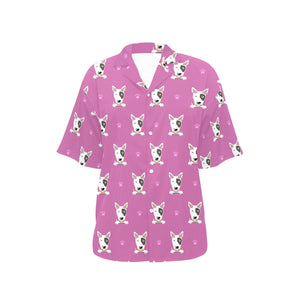 Bull Terrier Pattern Print Design 02 Women's All Over Print Hawaiian Shirt