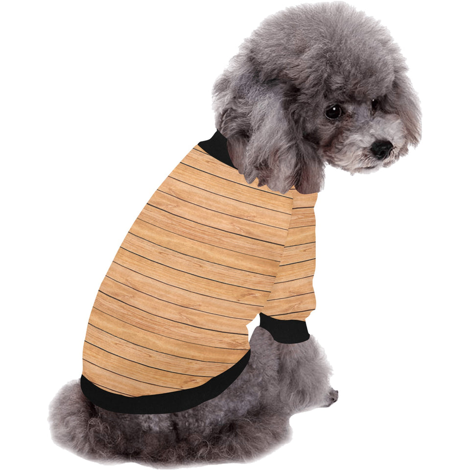 Wood Printed Pattern Print Design 04 All Over Print Pet Dog Round Neck Fuzzy Shirt