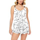 Seagull Pattern Print Design 04 Chest Sexy Pleated Two Piece Swim Dress