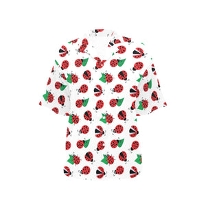 Ladybug Pattern Print Design 01 Women's All Over Print Hawaiian Shirt