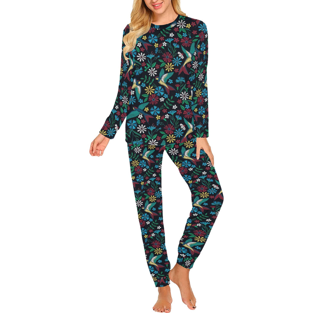 Swallow Pattern Print Design 04 Women's All Over Print Pajama Set