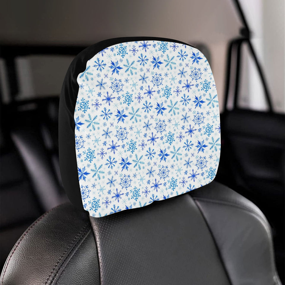 Blue Snowflake Pattern Car Headrest Cover