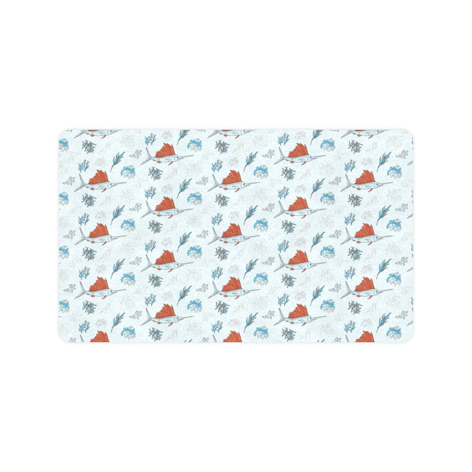 Swordfish Pattern Print Design 03 Doormat