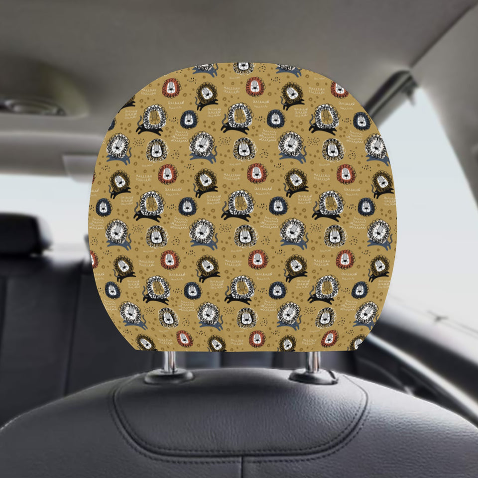 Lion Pattern Print Design 03 Car Headrest Cover