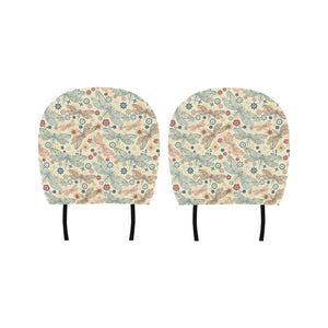 Dragonfly Flower Pattern Car Headrest Cover