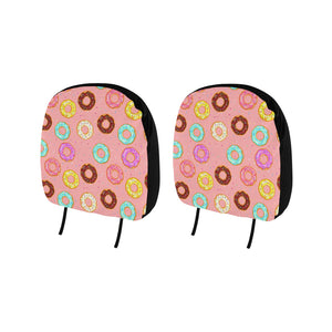 Donut Pattern Pink Background Car Headrest Cover