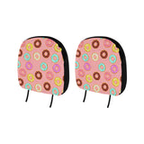 Donut Pattern Pink Background Car Headrest Cover