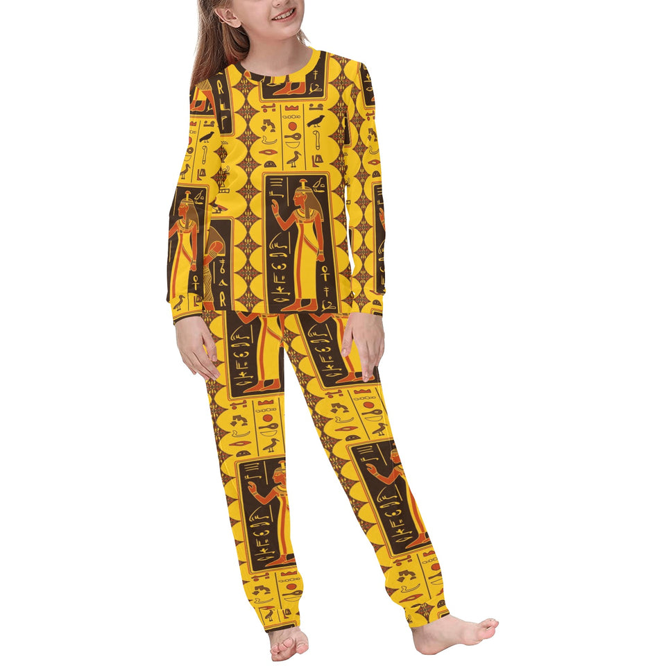 Egypt Hieroglyphics Pattern Print Design 01 Kids' Boys' Girls' All Over Print Pajama Set