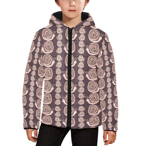 Snail Pattern Print Design 03 Kids' Boys' Girls' Padded Hooded Jacket