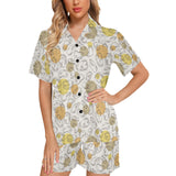 Potato Chips Pattern Print Design 02 Women's V-Neck Short Pajama Set