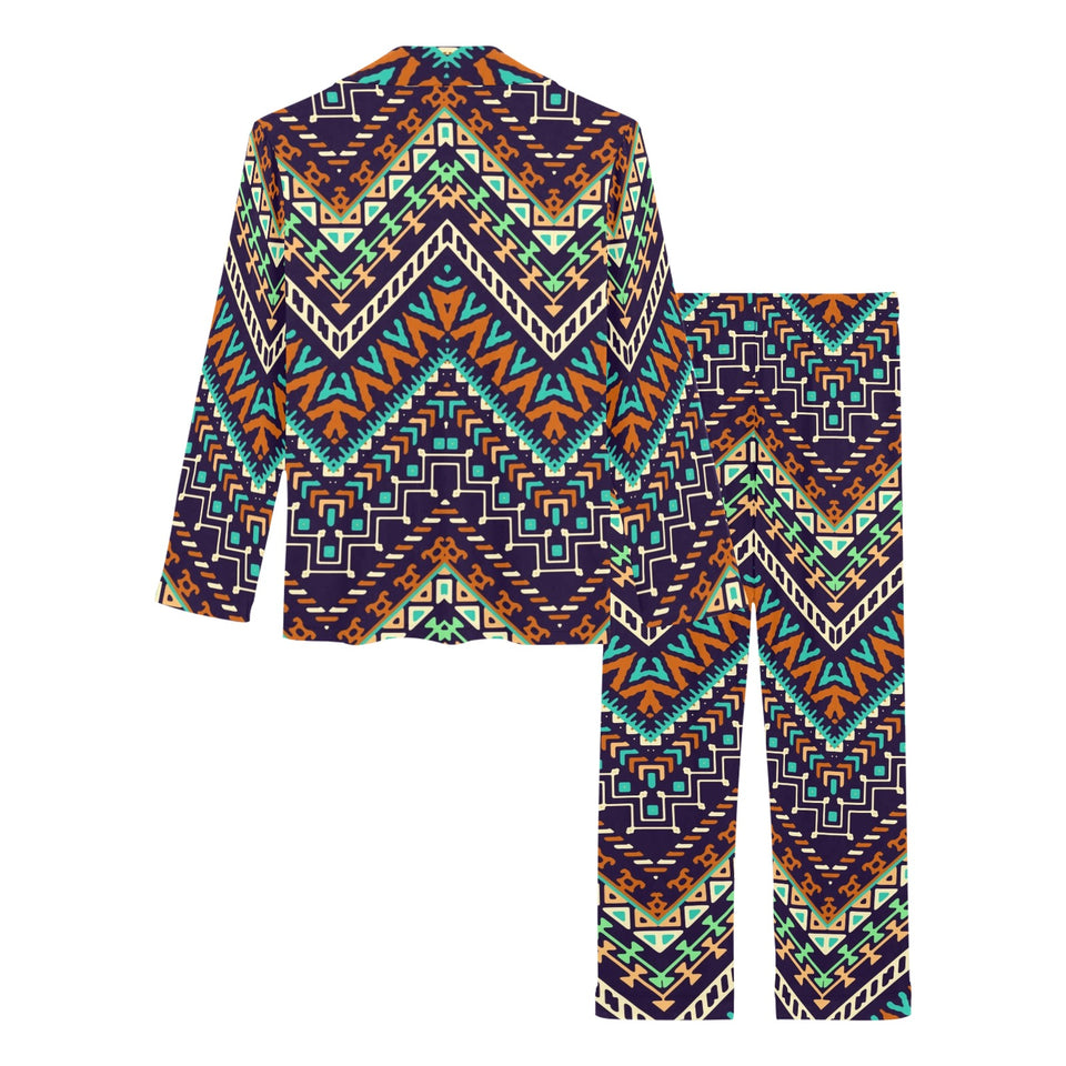 Zigzag African Afro Dashiki Adinkra Kente Women's Long Pajama Set