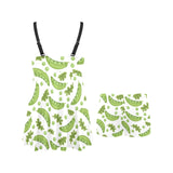 Green Peas Pattern Print Design 02 Chest Sexy Pleated Two Piece Swim Dress