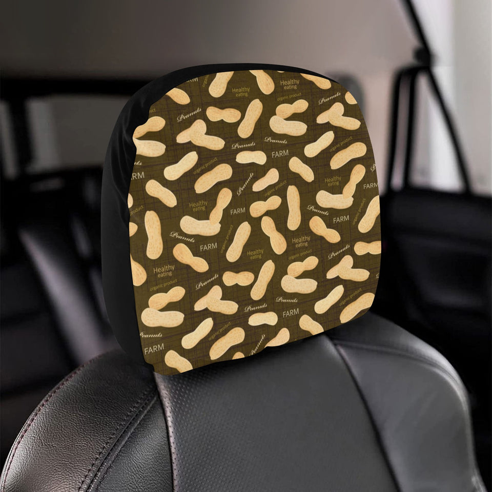 Peanut Pattern Green Background Car Headrest Cover