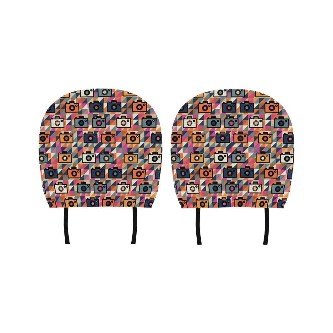 Camera Pattern Print Design 01 Car Headrest Cover