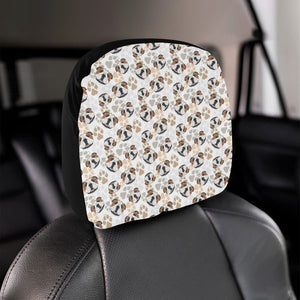 English Bulldog Pattern Print Design 01 Car Headrest Cover