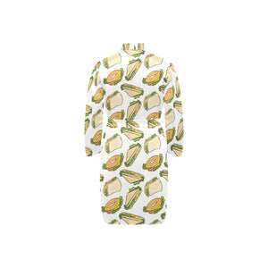 Sandwich Pattern Print Design 05 Men's Long Sleeve Belted Night Robe